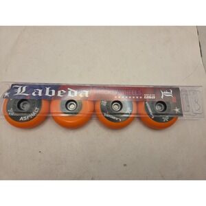 4 PK  LABEDA ASPHALT ORANGE  Inline Roller Hockey Wheels 80mm (RED-BLK-WHITE LBL